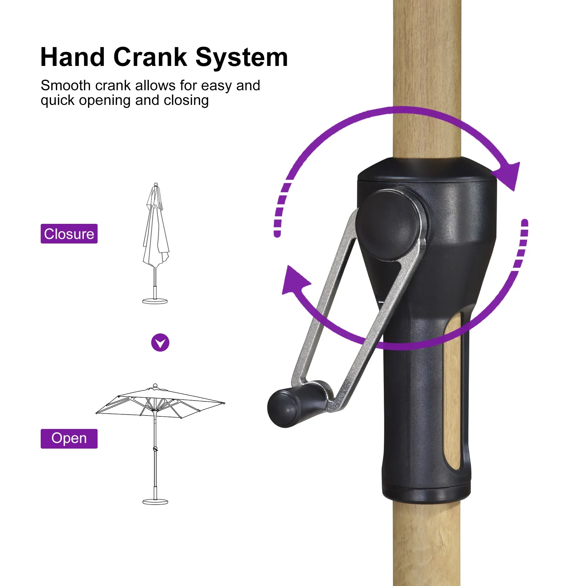 PURPLE LEAF Patio Market Umbrella Aluminum Outdoor Table Umbrella with Wood Color - Image 84