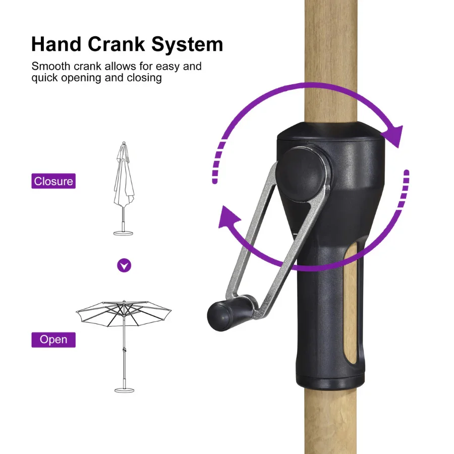 PURPLE LEAF Patio Market Umbrella Aluminum Outdoor Table Umbrella with Wood Color - Image 85