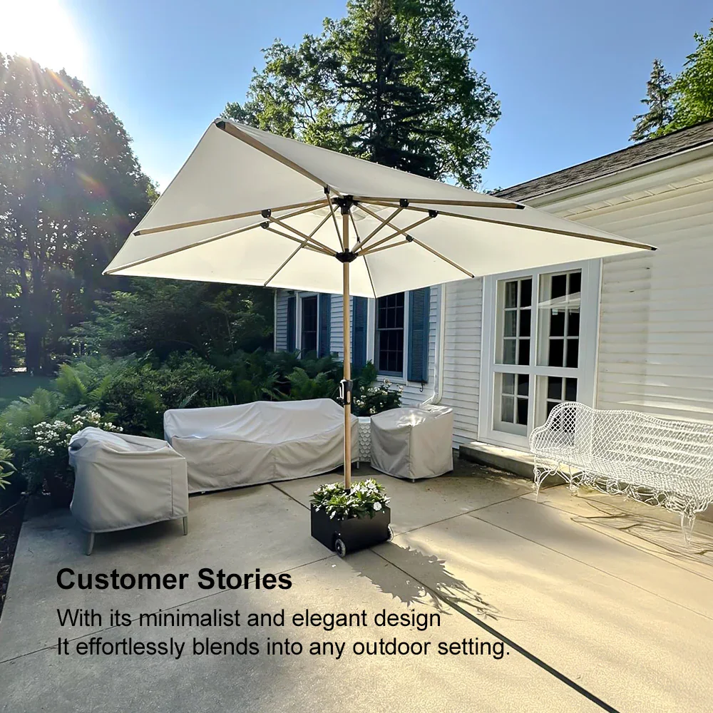 PURPLE LEAF Patio Market Umbrella Aluminum Outdoor Table Umbrella with Wood Color - Image 86