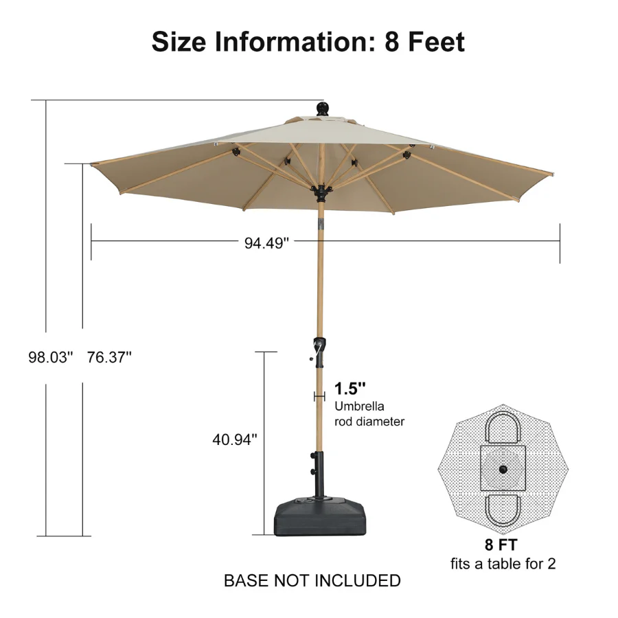 PURPLE LEAF Patio Market Umbrella Aluminum Outdoor Table Umbrella with Wood Color - Image 89