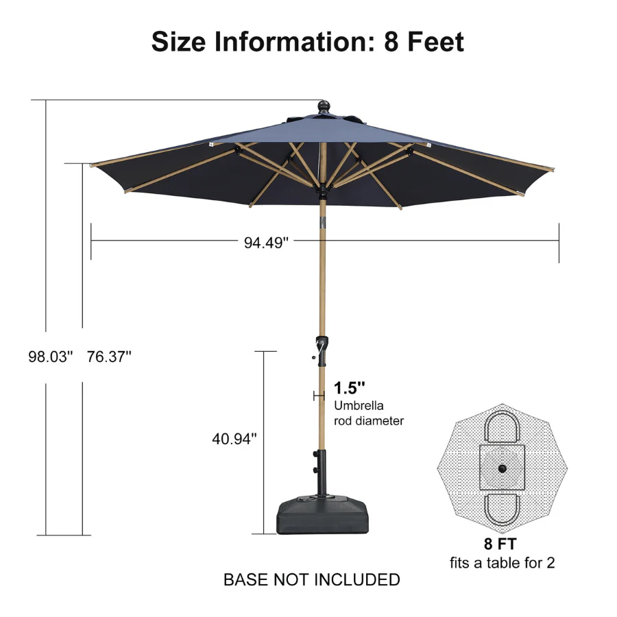 PURPLE LEAF Patio Market Umbrella Aluminum Outdoor Table Umbrella with Wood Color - Image 90