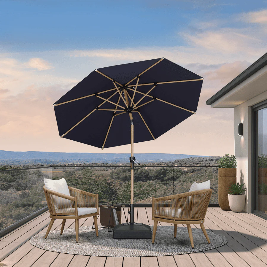 PURPLE LEAF Patio Market Umbrella Aluminum Outdoor Table Umbrella with Wood Color - Image 92