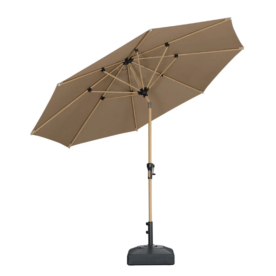 PURPLE LEAF Patio Market Umbrella Aluminum Outdoor Table Umbrella with Wood Color - Image 93