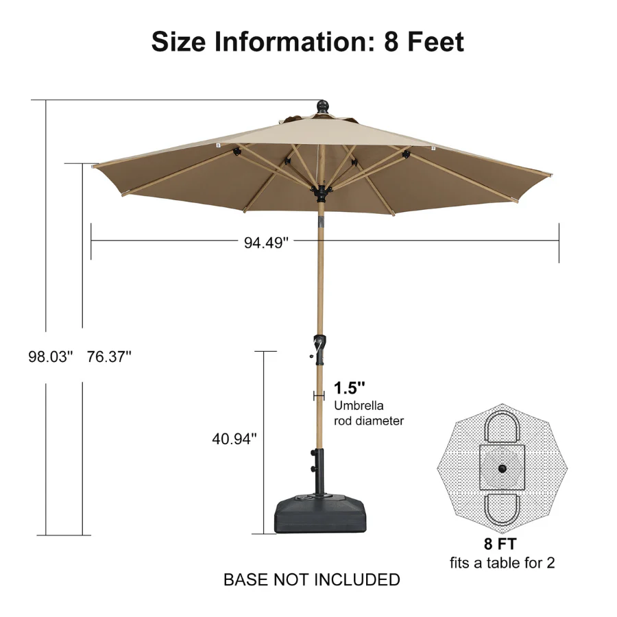 PURPLE LEAF Patio Market Umbrella Aluminum Outdoor Table Umbrella with Wood Color - Image 95