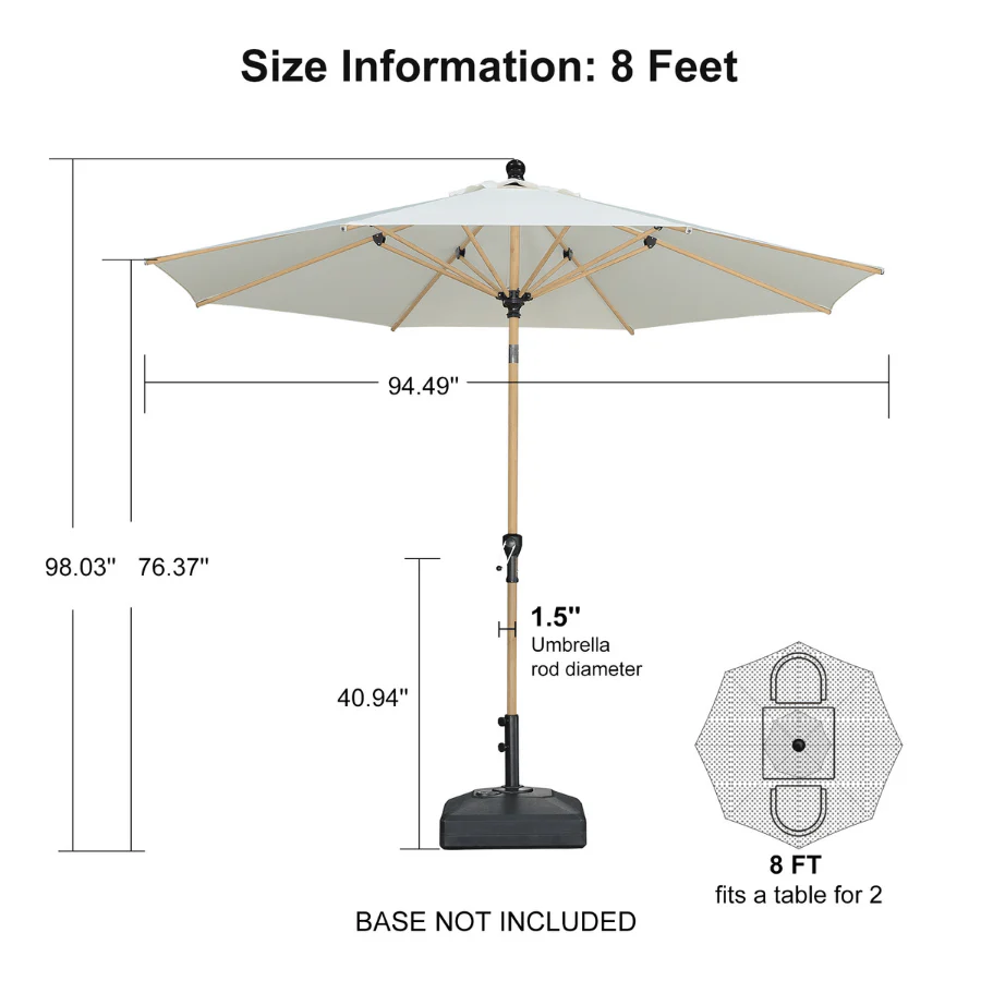 PURPLE LEAF Patio Market Umbrella Aluminum Outdoor Table Umbrella with Wood Color - Image 97