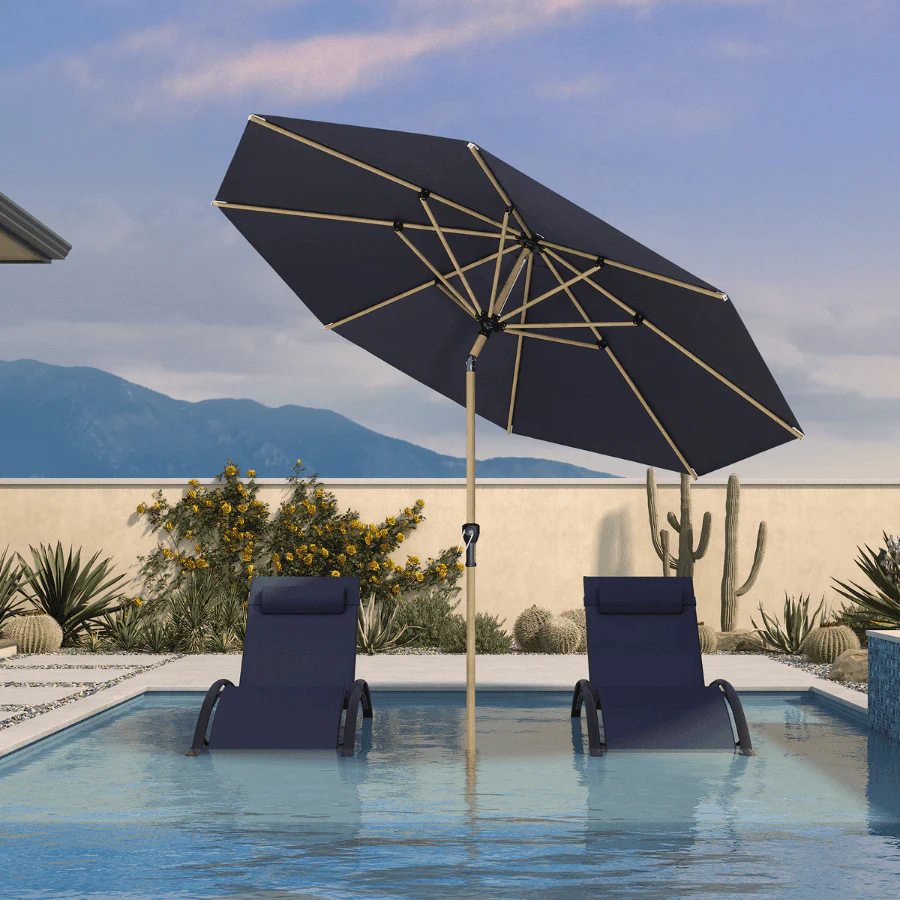 PURPLE LEAF Patio Market Umbrella Aluminum Outdoor Table Umbrella with Wood Color - Image 99