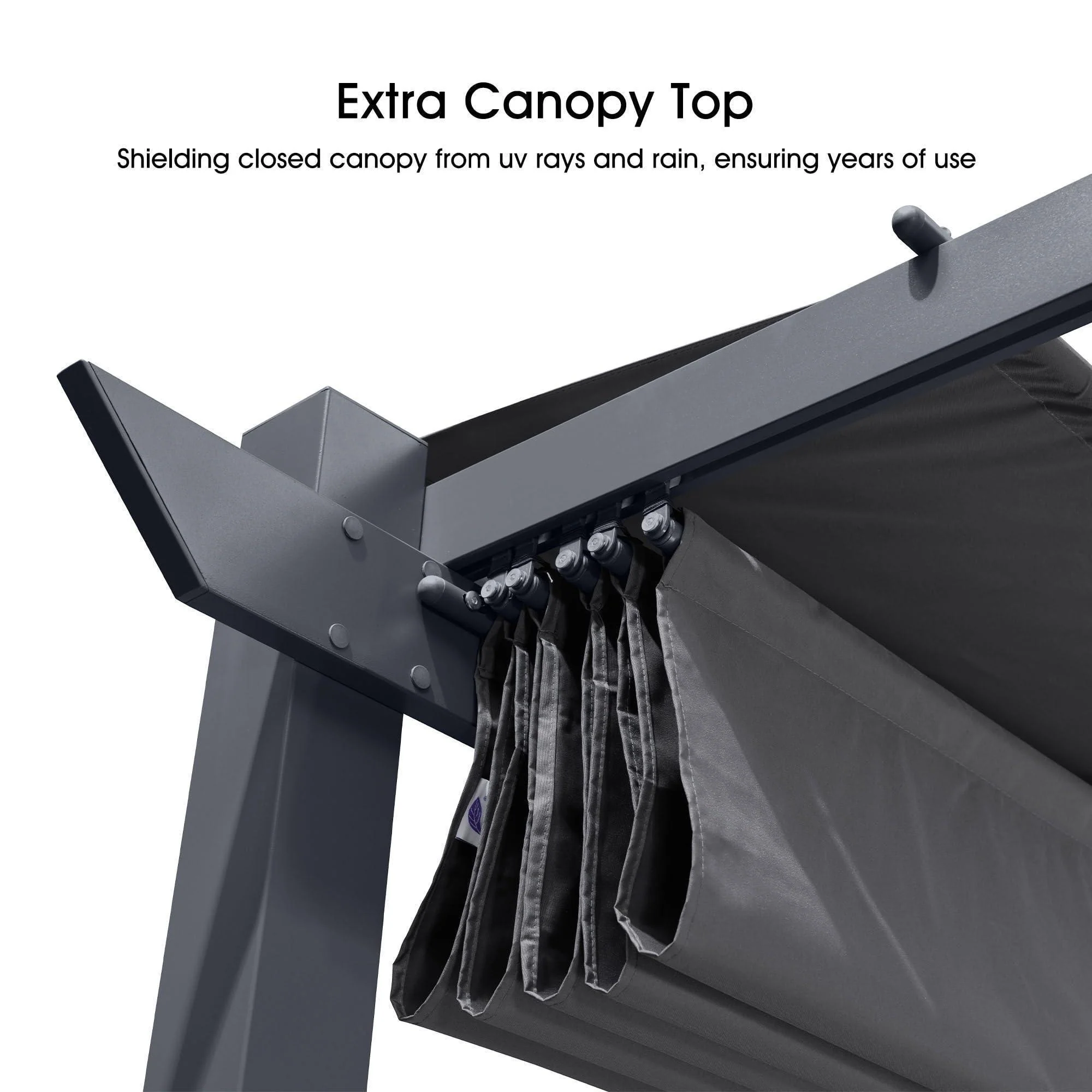 PURPLE LEAF Patio Retractable Pergola with Shade Canopy Modern Grill Gazebo Metal Shelter Pavilion for Porch Deck Garden Backyard With Curtains - Image 11