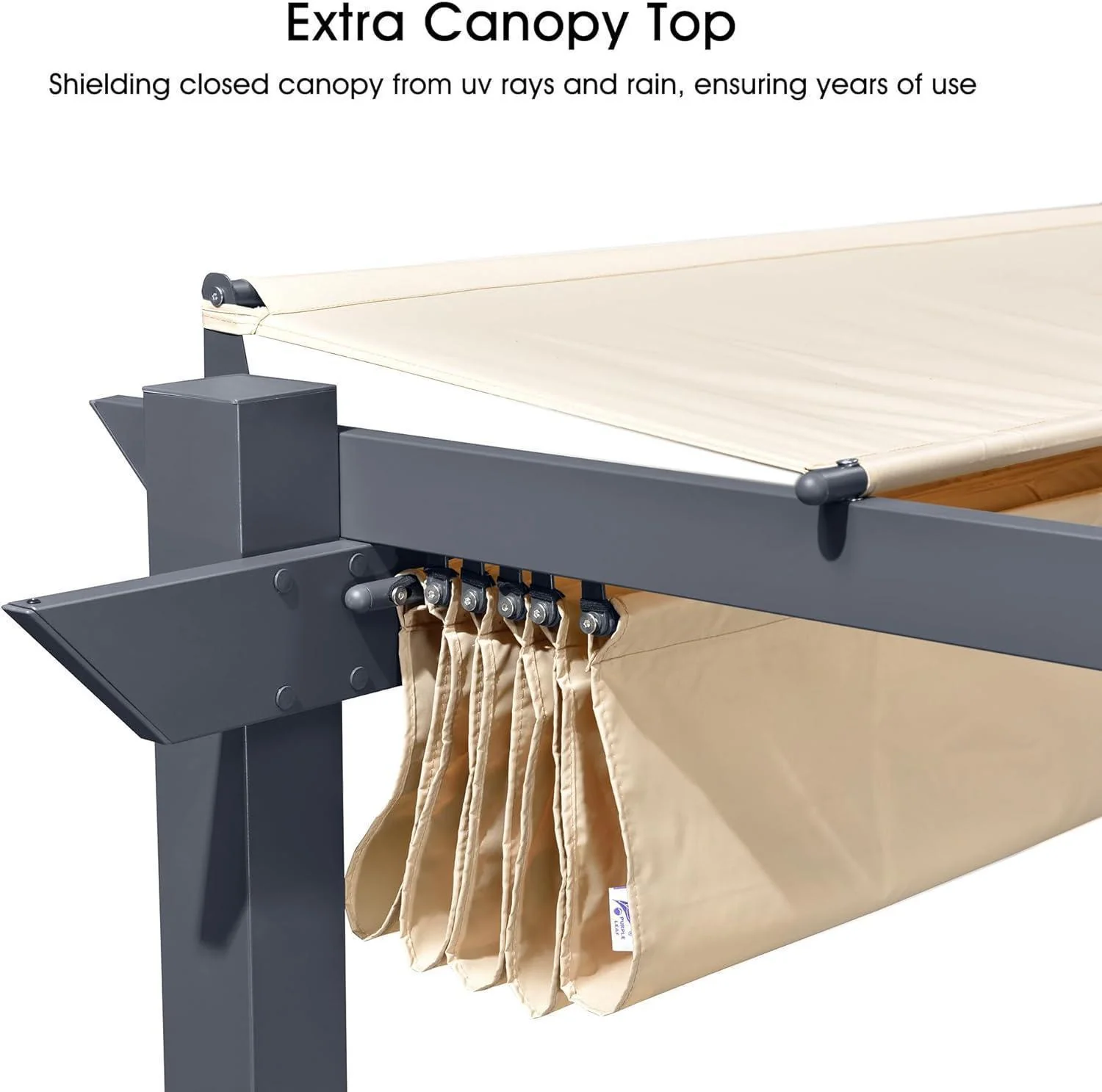 PURPLE LEAF Patio Retractable Pergola with Shade Canopy Modern Grill Gazebo Metal Shelter Pavilion for Porch Deck Garden Backyard With Curtains - Image 22