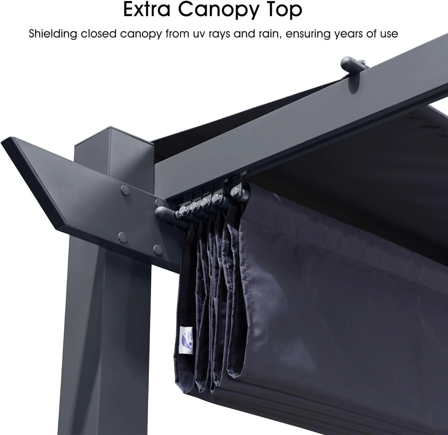 PURPLE LEAF Patio Retractable Pergola with Shade Canopy Modern Grill Gazebo Metal Shelter Pavilion for Porch Deck Garden Backyard With Curtains - Image 32