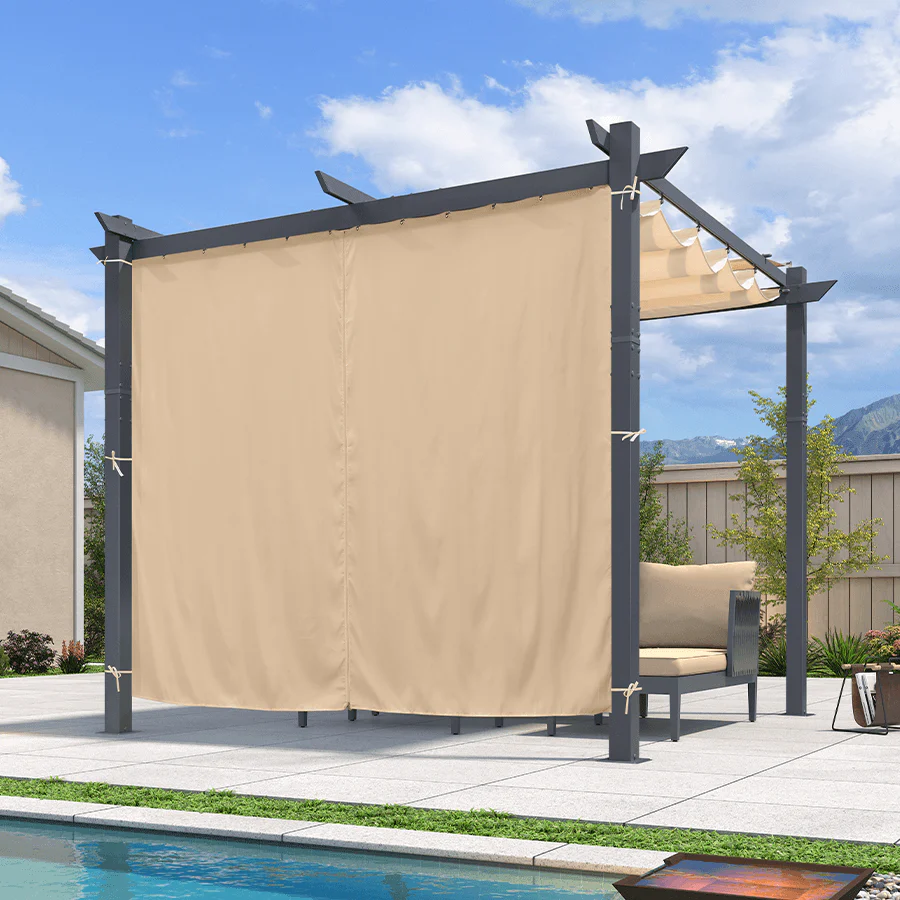 PURPLE LEAF Patio Retractable Pergola with Shade Canopy Modern Grill Gazebo Metal Shelter Pavilion for Porch Deck Garden Backyard With Curtains - Image 55