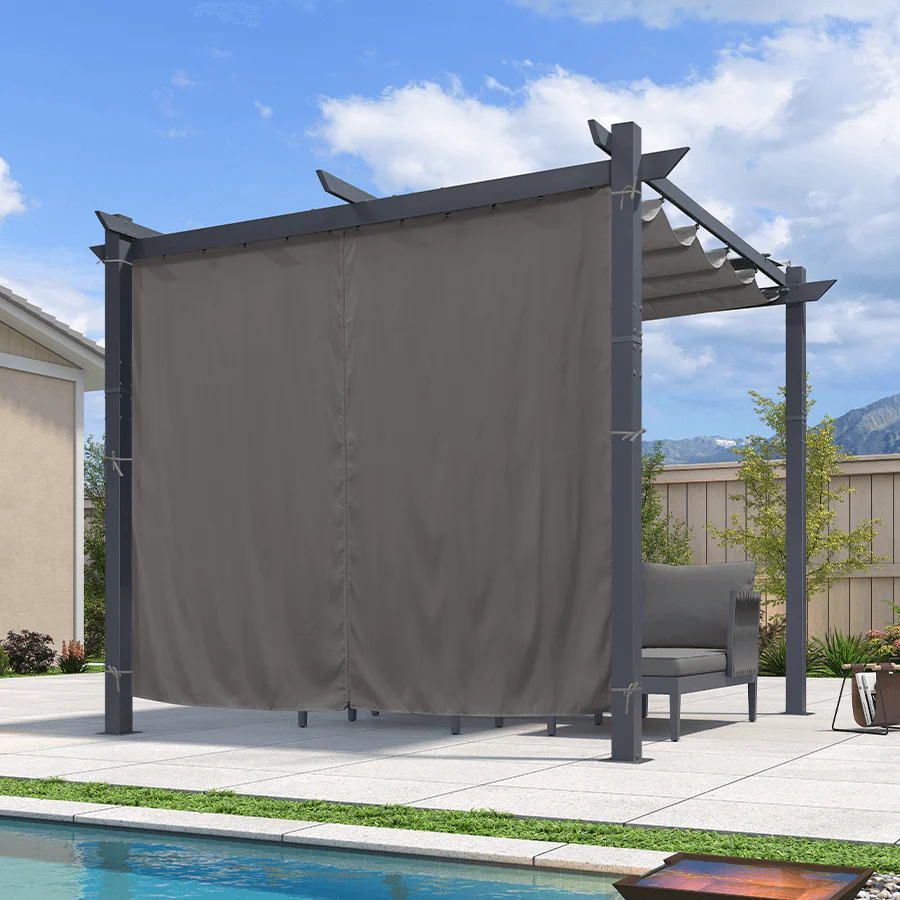 PURPLE LEAF Patio Retractable Pergola with Shade Canopy Modern Grill Gazebo Metal Shelter Pavilion for Porch Deck Garden Backyard With Curtains - Image 57