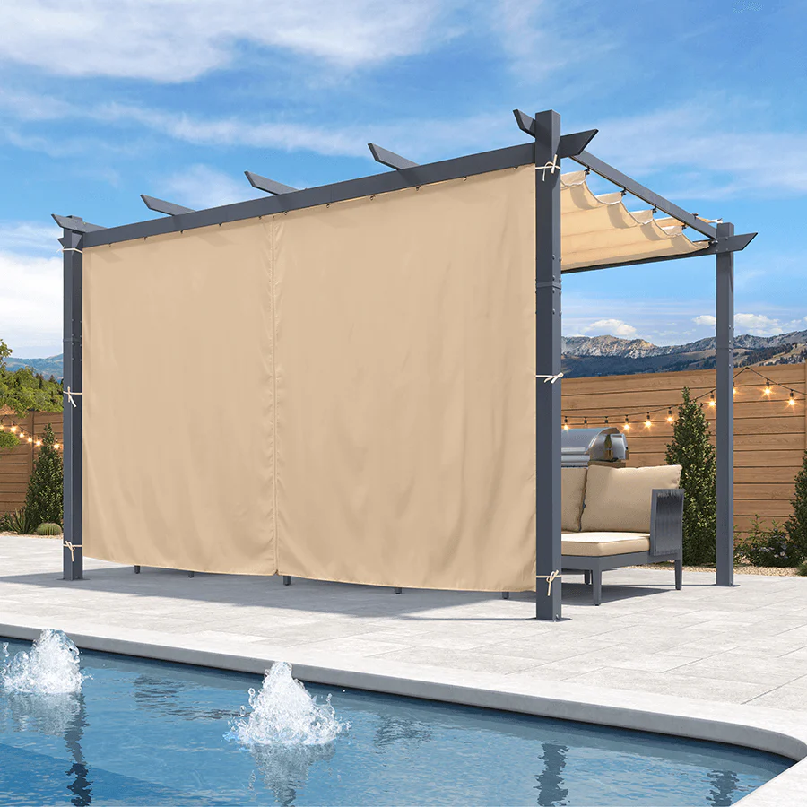 PURPLE LEAF Patio Retractable Pergola with Shade Canopy Modern Grill Gazebo Metal Shelter Pavilion for Porch Deck Garden Backyard With Curtains - Image 58