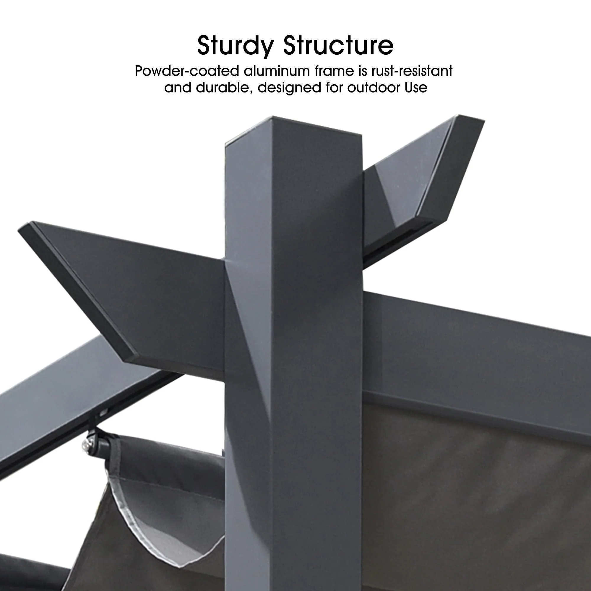 PURPLE LEAF Patio Retractable Pergola with Shade Canopy Modern Grill Gazebo Metal Shelter Pavilion for Porch Deck Garden Backyard With Curtains - Image 9