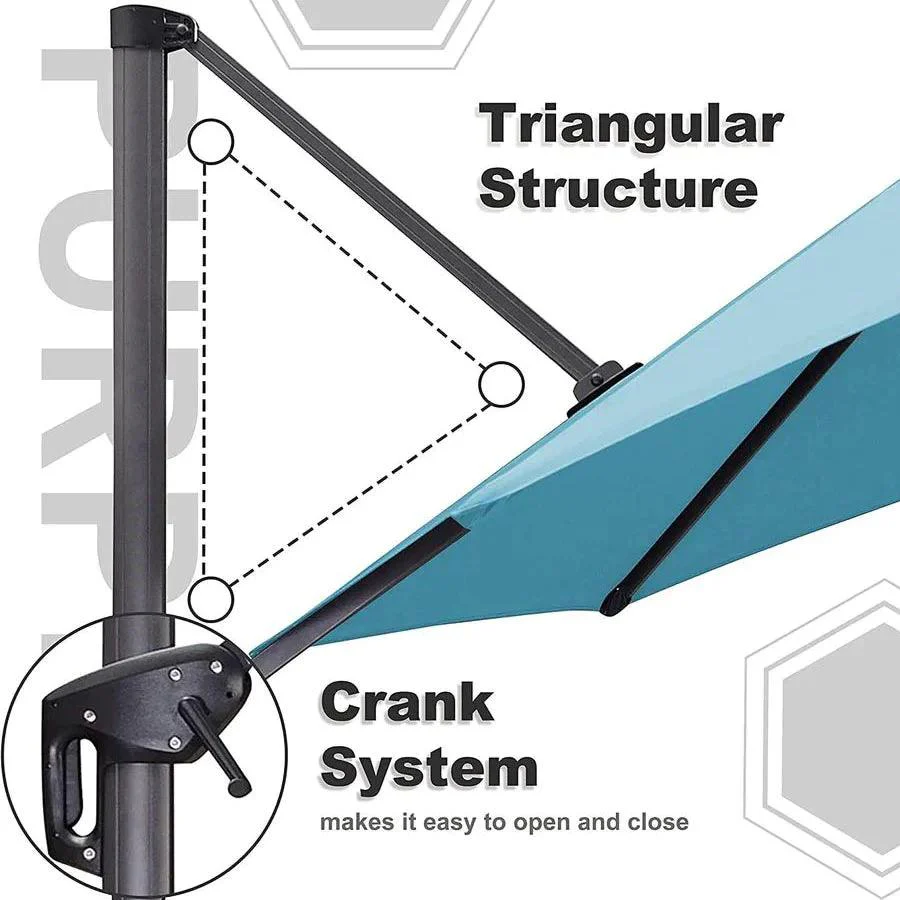 PURPLE LEAF Cantilever Garden Patio Umbrella with Free Umbrella Cover - Image 13