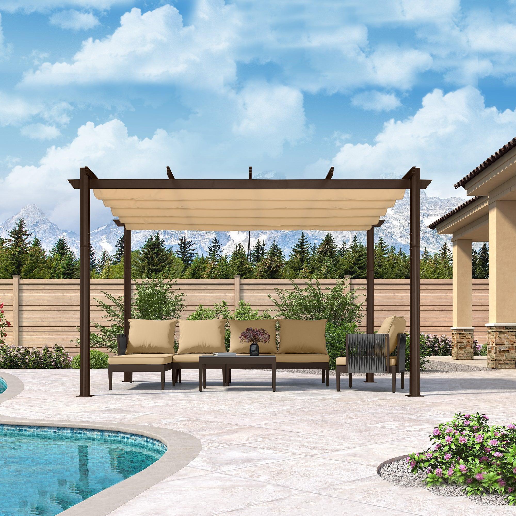 PURPLE LEAF Pergola Outdoor Retractable Metal Pergola with Canopy Patio Pergola with Shade Cover for Garden Pool Yard Beach Deck - Image 101