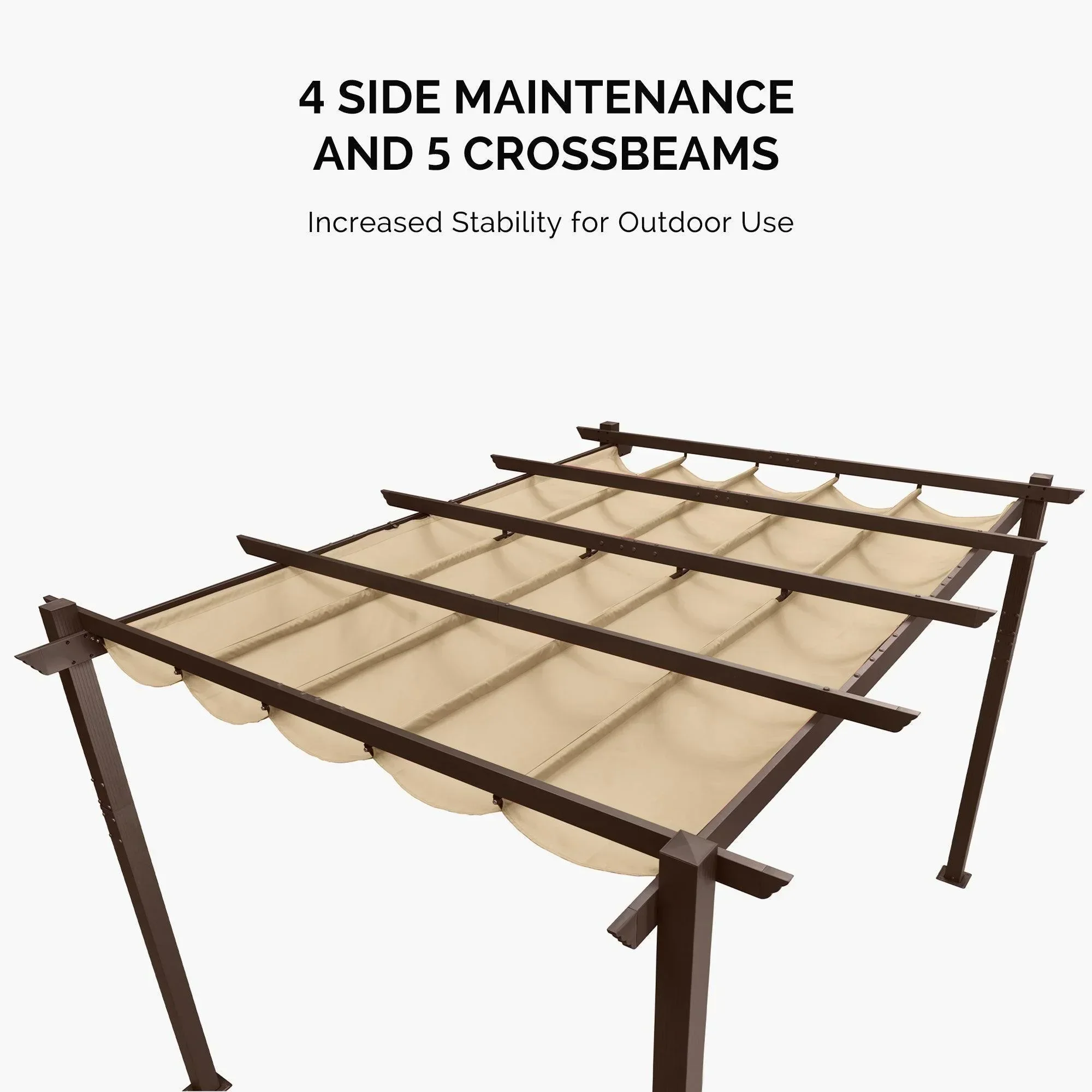 PURPLE LEAF Pergola Outdoor Retractable Metal Pergola with Canopy Patio Pergola with Shade Cover for Garden Pool Yard Beach Deck - Image 102