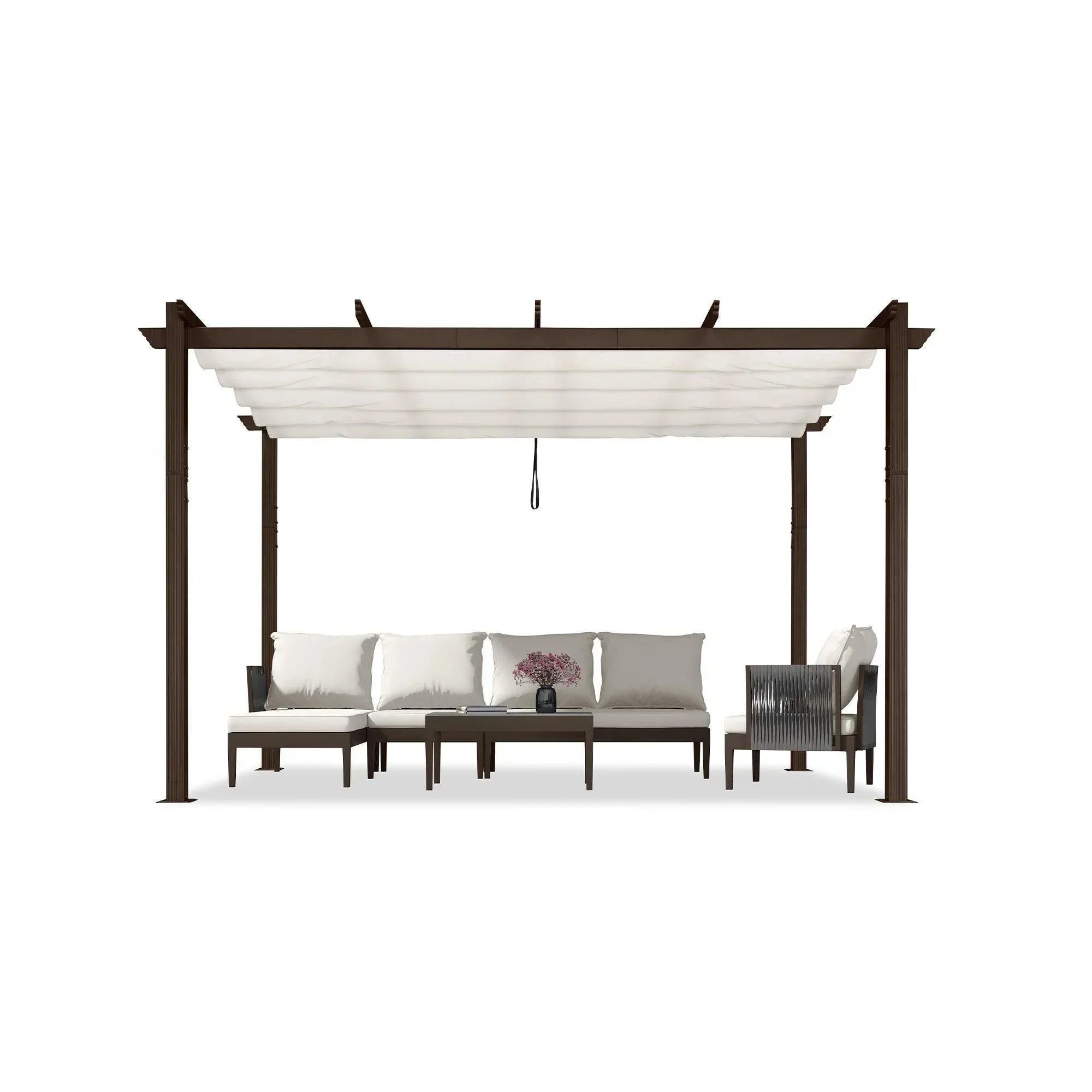 PURPLE LEAF Pergola Outdoor Retractable Metal Pergola with Canopy Patio Pergola with Shade Cover for Garden Pool Yard Beach Deck - Image 103