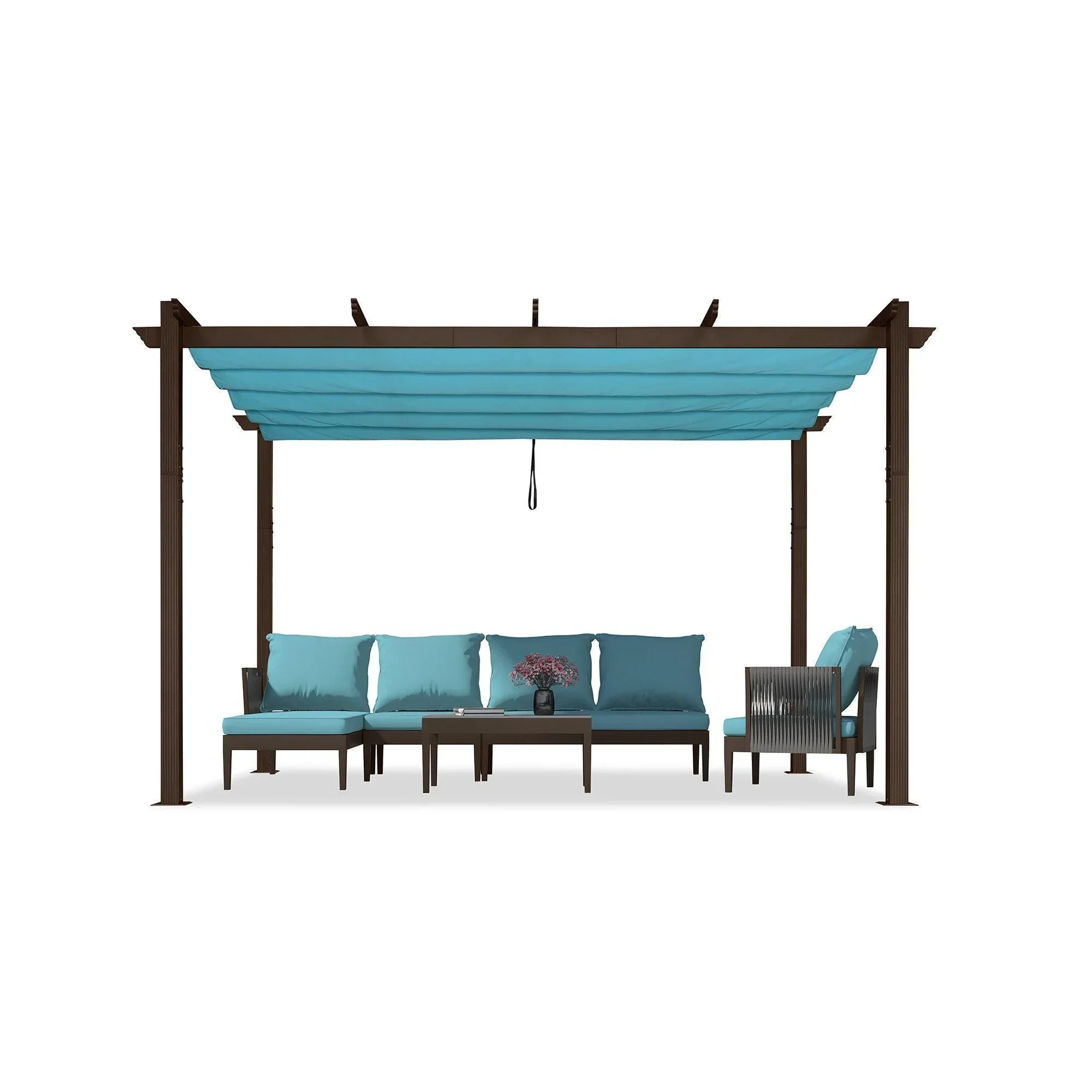 PURPLE LEAF Pergola Outdoor Retractable Metal Pergola with Canopy Patio Pergola with Shade Cover for Garden Pool Yard Beach Deck - Image 110