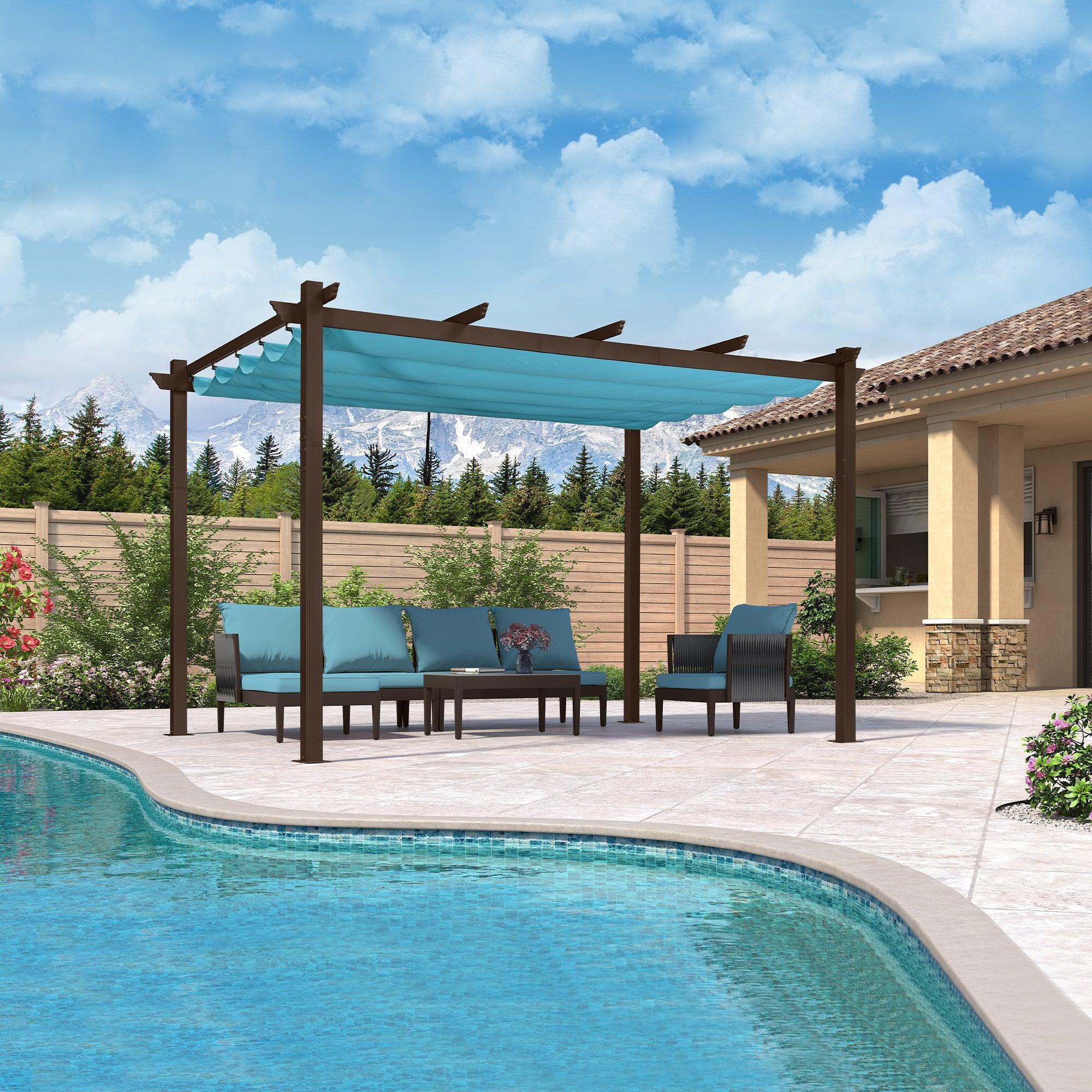 PURPLE LEAF Pergola Outdoor Retractable Metal Pergola with Canopy Patio Pergola with Shade Cover for Garden Pool Yard Beach Deck - Image 113