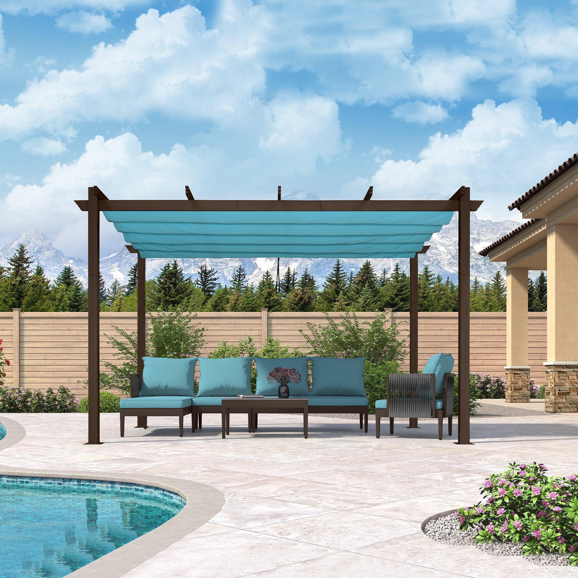 PURPLE LEAF Pergola Outdoor Retractable Metal Pergola with Canopy Patio Pergola with Shade Cover for Garden Pool Yard Beach Deck - Image 114