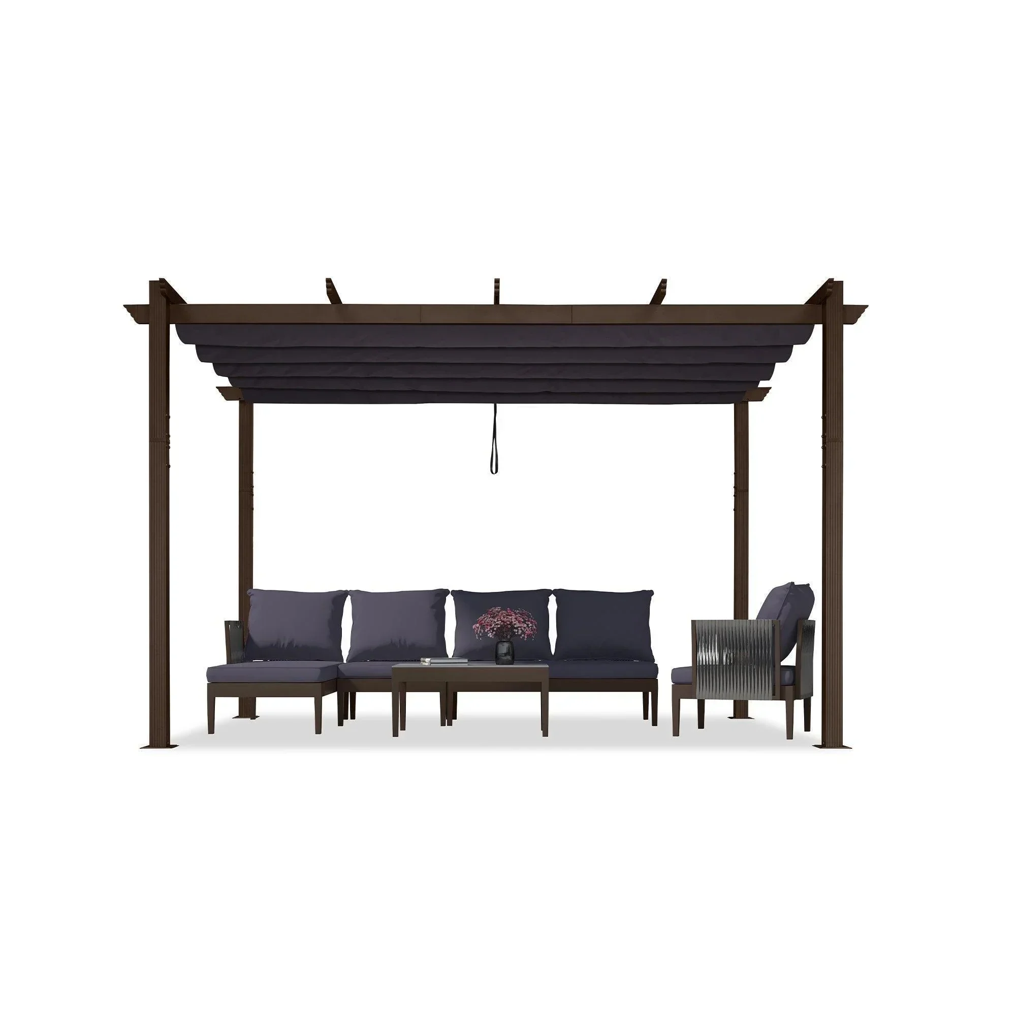 PURPLE LEAF Pergola Outdoor Retractable Metal Pergola with Canopy Patio Pergola with Shade Cover for Garden Pool Yard Beach Deck - Image 116