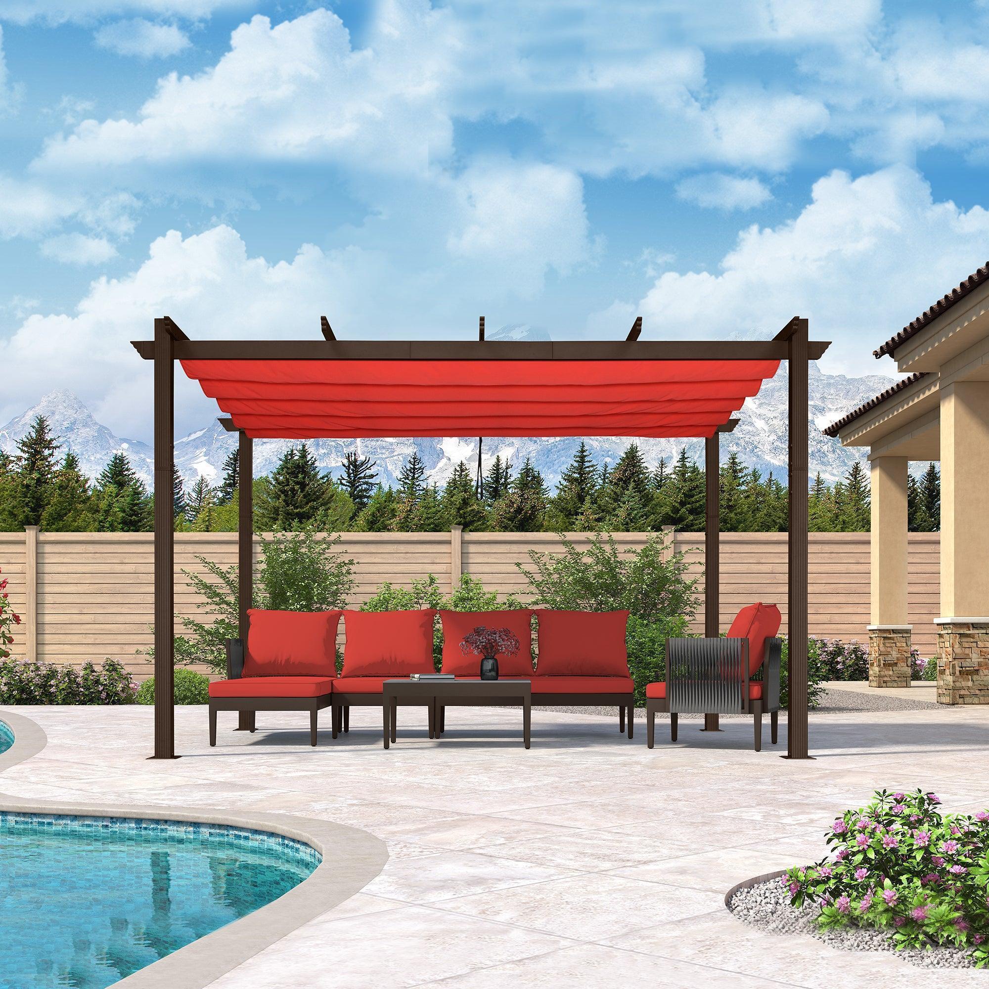 PURPLE LEAF Pergola Outdoor Retractable Metal Pergola with Canopy Patio Pergola with Shade Cover for Garden Pool Yard Beach Deck - Image 125