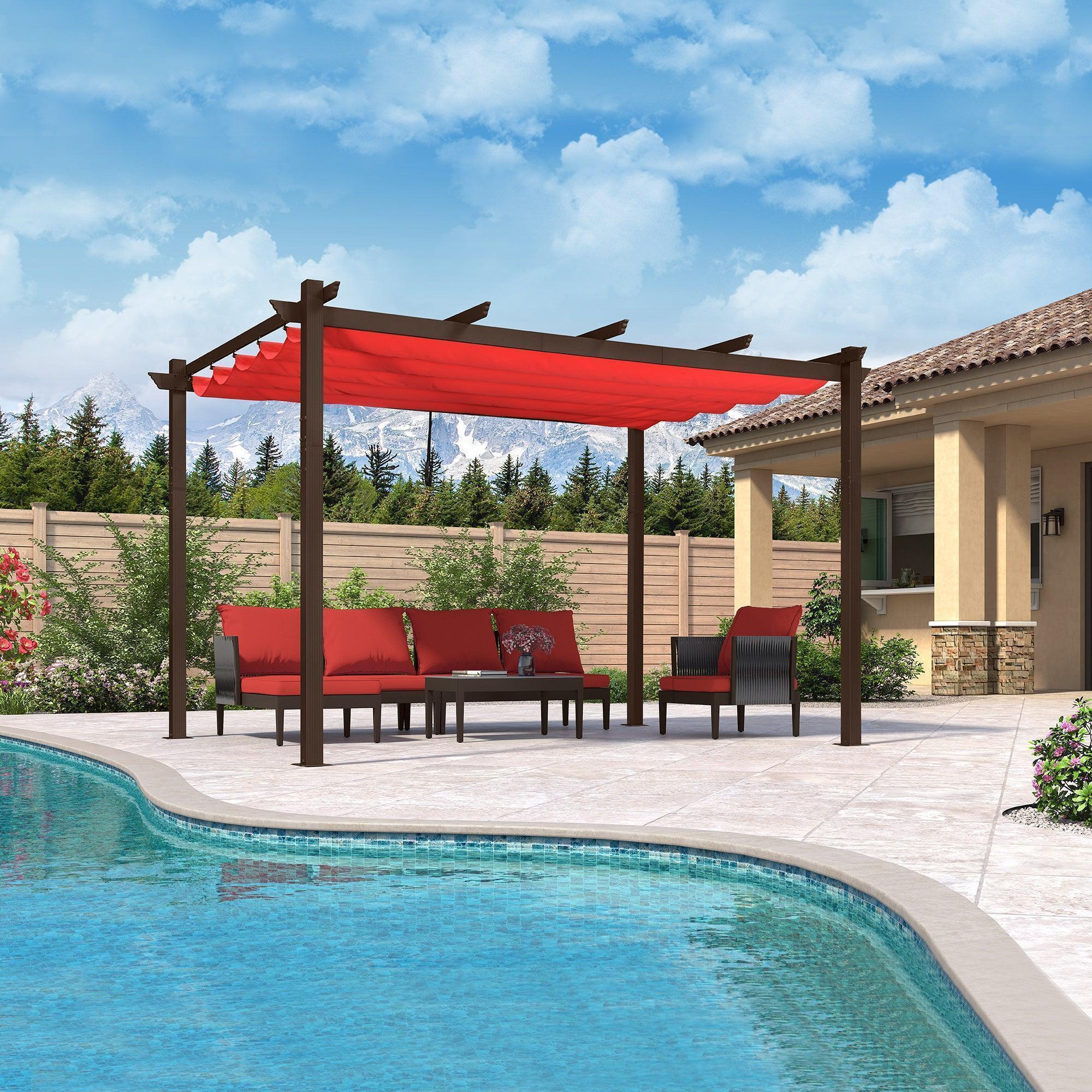 PURPLE LEAF Pergola Outdoor Retractable Metal Pergola with Canopy Patio Pergola with Shade Cover for Garden Pool Yard Beach Deck - Image 126