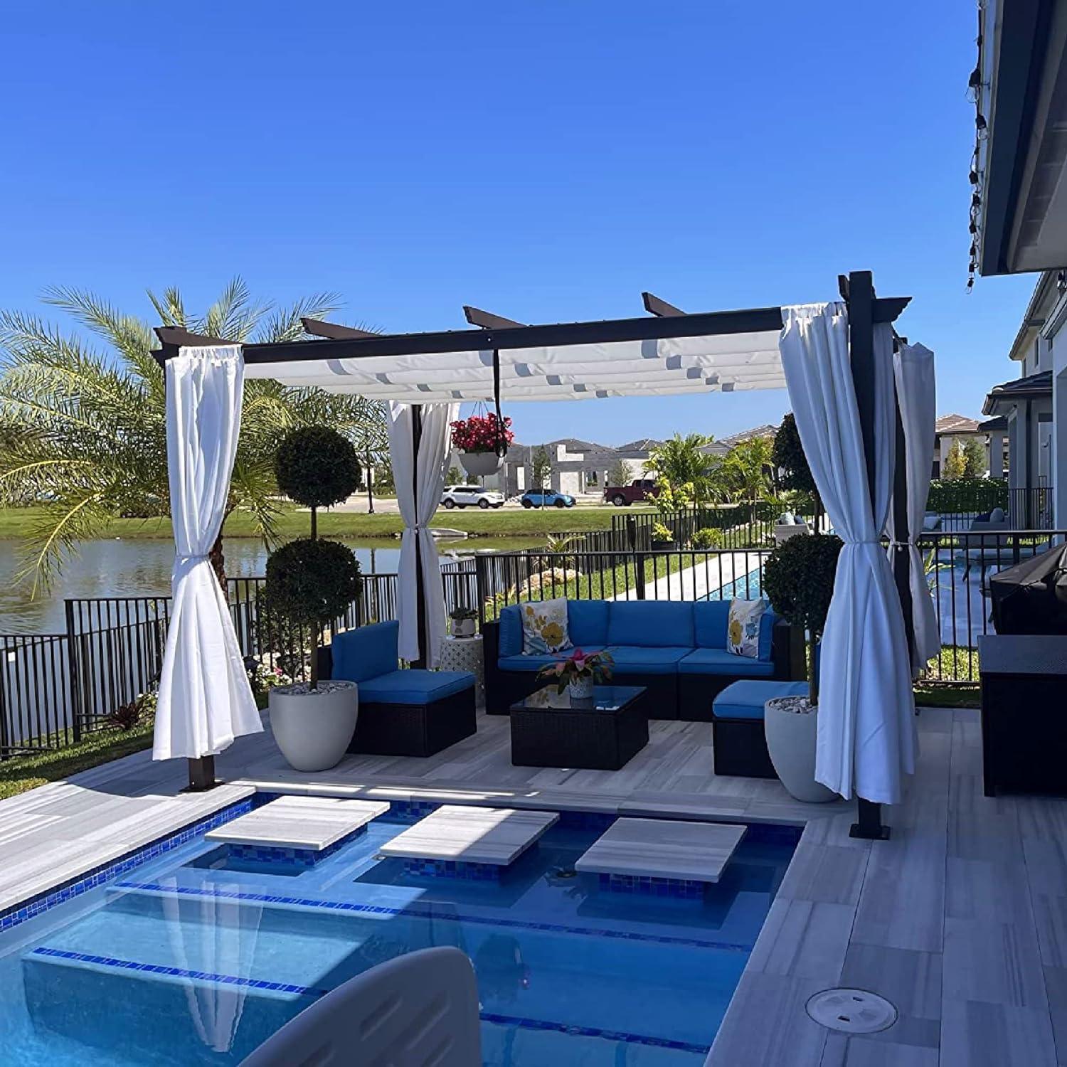 PURPLE LEAF Pergola Outdoor Retractable Metal Pergola with Canopy Patio Pergola with Shade Cover for Garden Pool Yard Beach Deck - Image 128