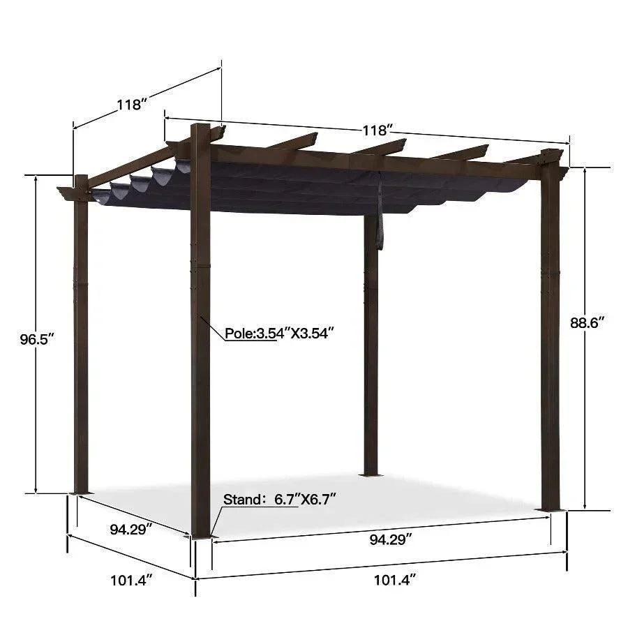 PURPLE LEAF Pergola Outdoor Retractable Metal Pergola with Canopy Patio Pergola with Shade Cover for Garden Pool Yard Beach Deck - Image 12