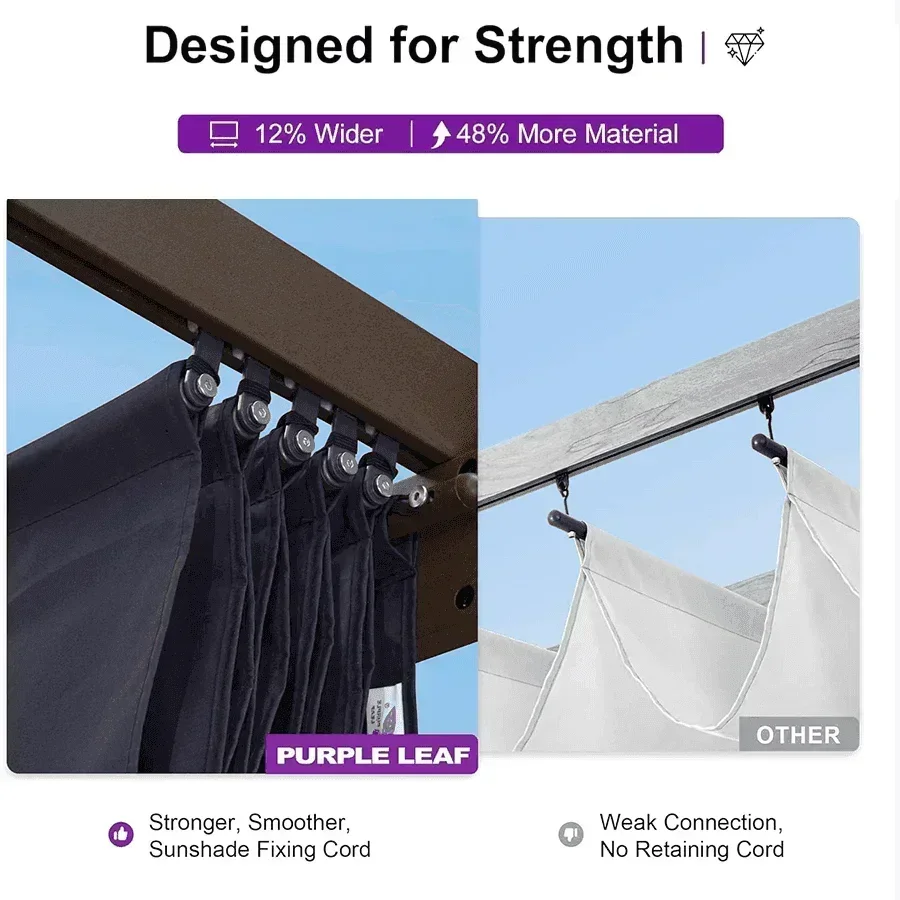 PURPLE LEAF Pergola Outdoor Retractable Metal Pergola with Canopy Patio Pergola with Shade Cover for Garden Pool Yard Beach Deck - Image 133