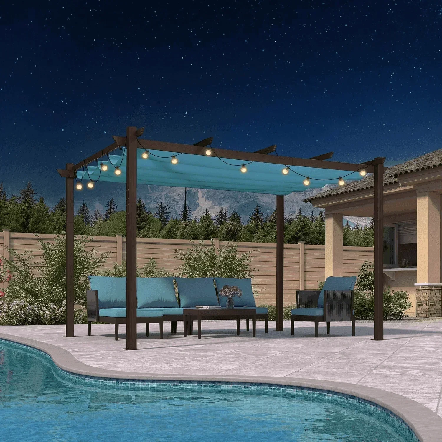 PURPLE LEAF Pergola Outdoor Retractable Metal Pergola with Canopy Patio Pergola with Shade Cover for Garden Pool Yard Beach Deck - Image 137