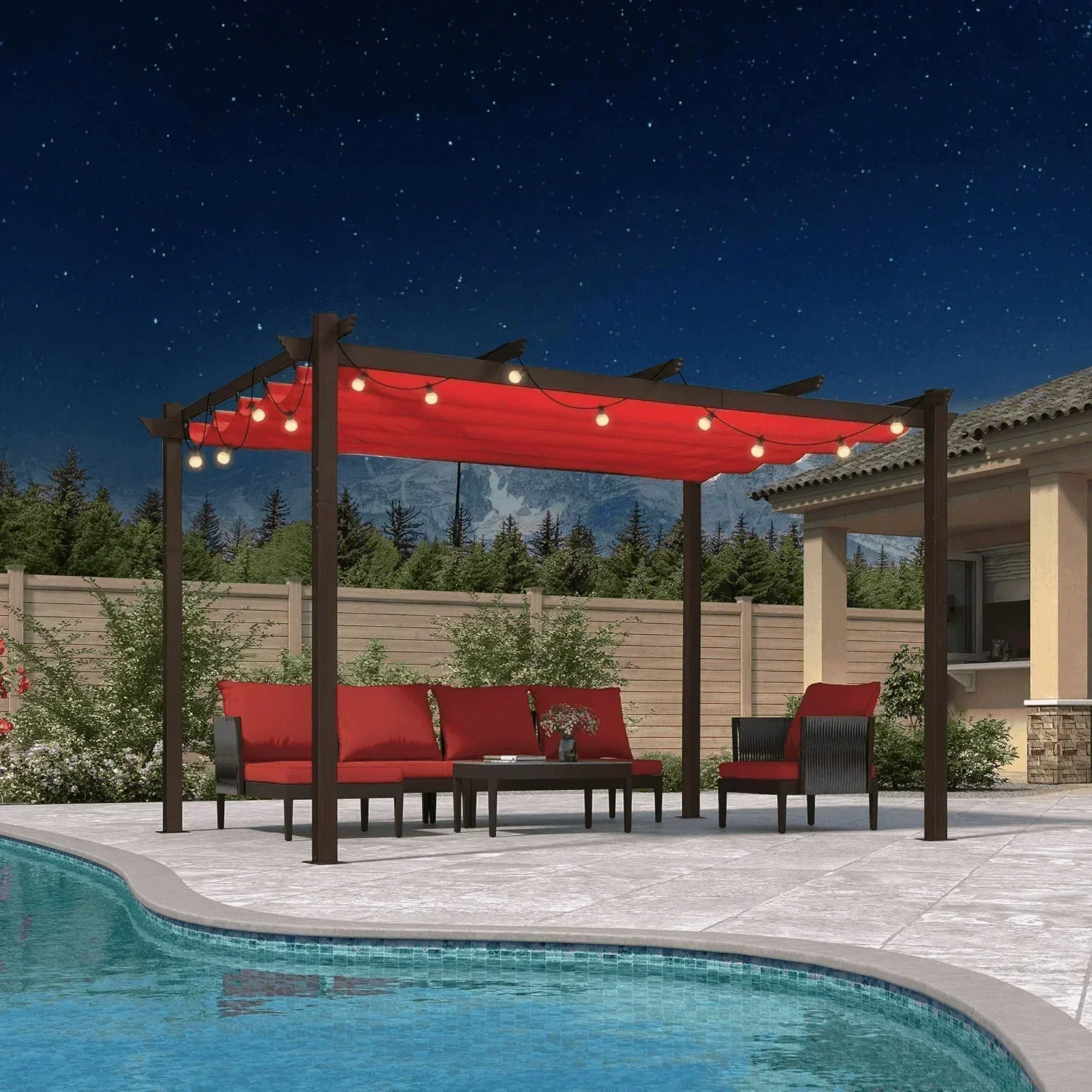 PURPLE LEAF Pergola Outdoor Retractable Metal Pergola with Canopy Patio Pergola with Shade Cover for Garden Pool Yard Beach Deck - Image 135