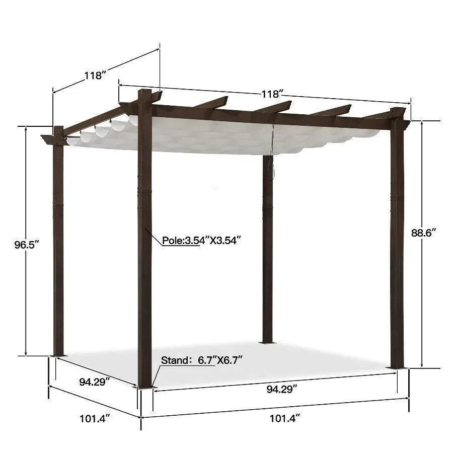 PURPLE LEAF Pergola Outdoor Retractable Metal Pergola with Canopy Patio Pergola with Shade Cover for Garden Pool Yard Beach Deck - Image 17