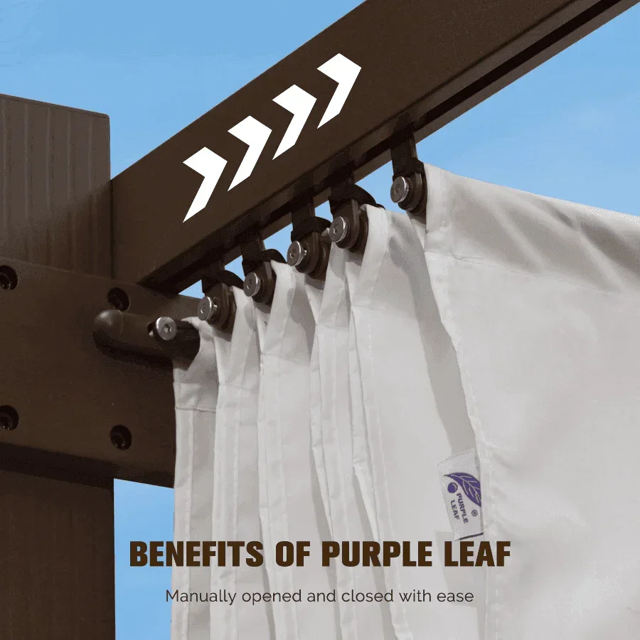 PURPLE LEAF Pergola Outdoor Retractable Metal Pergola with Canopy Patio Pergola with Shade Cover for Garden Pool Yard Beach Deck - Image 18