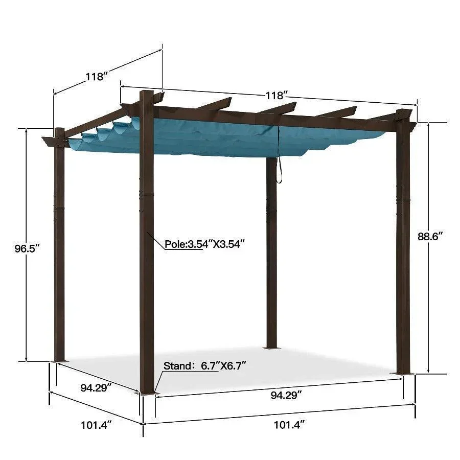 PURPLE LEAF Pergola Outdoor Retractable Metal Pergola with Canopy Patio Pergola with Shade Cover for Garden Pool Yard Beach Deck - Image 23