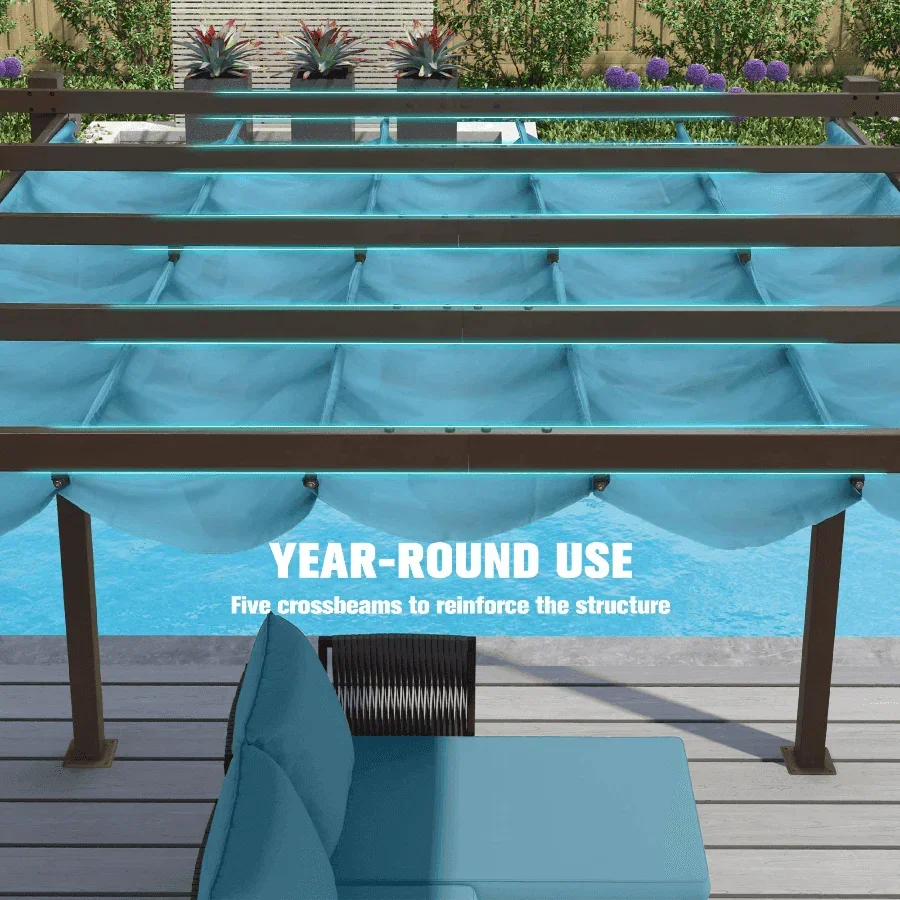 PURPLE LEAF Pergola Outdoor Retractable Metal Pergola with Canopy Patio Pergola with Shade Cover for Garden Pool Yard Beach Deck - Image 26