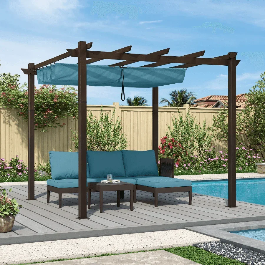 PURPLE LEAF Pergola Outdoor Retractable Metal Pergola with Canopy Patio Pergola with Shade Cover for Garden Pool Yard Beach Deck - Image 27