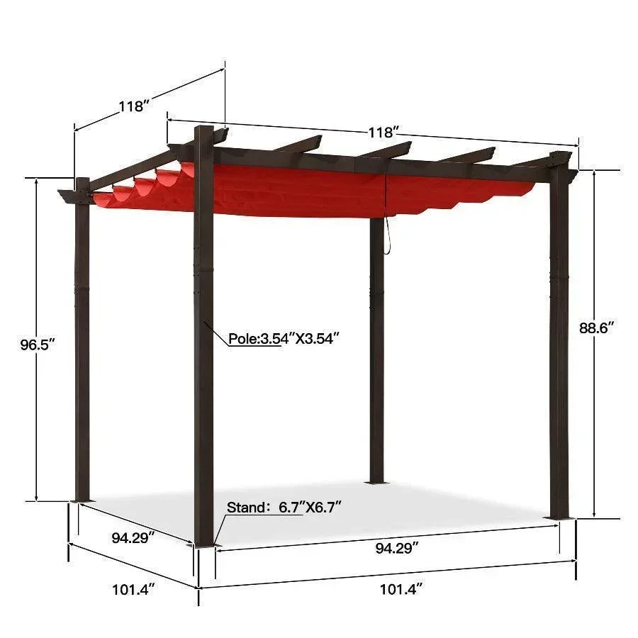 PURPLE LEAF Pergola Outdoor Retractable Metal Pergola with Canopy Patio Pergola with Shade Cover for Garden Pool Yard Beach Deck - Image 30