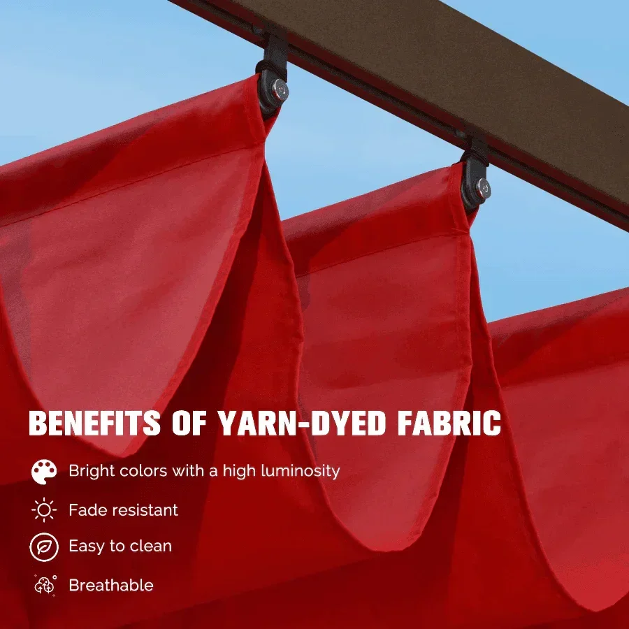 PURPLE LEAF Pergola Outdoor Retractable Metal Pergola with Canopy Patio Pergola with Shade Cover for Garden Pool Yard Beach Deck - Image 31