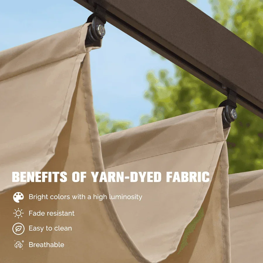 PURPLE LEAF Pergola Outdoor Retractable Metal Pergola with Canopy Patio Pergola with Shade Cover for Garden Pool Yard Beach Deck - Image 35