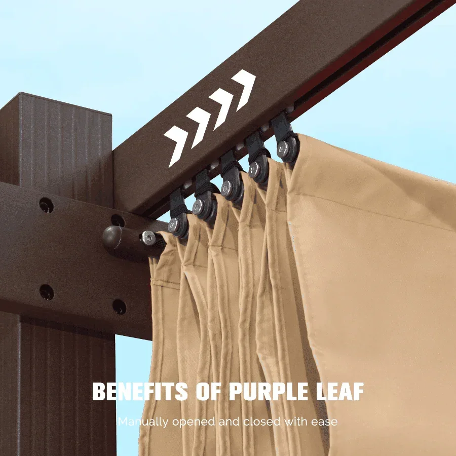 PURPLE LEAF Pergola Outdoor Retractable Metal Pergola with Canopy Patio Pergola with Shade Cover for Garden Pool Yard Beach Deck - Image 38