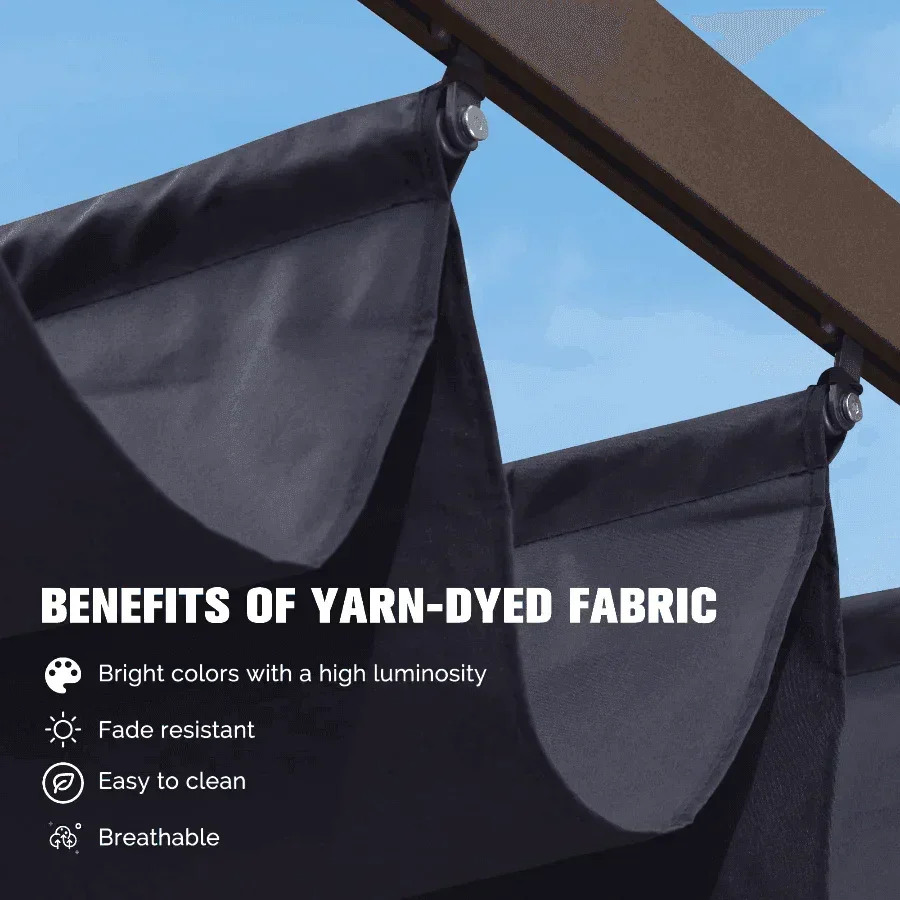 PURPLE LEAF Pergola Outdoor Retractable Metal Pergola with Canopy Patio Pergola with Shade Cover for Garden Pool Yard Beach Deck - Image 41