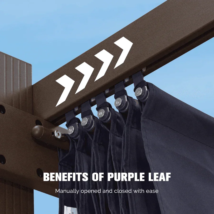 PURPLE LEAF Pergola Outdoor Retractable Metal Pergola with Canopy Patio Pergola with Shade Cover for Garden Pool Yard Beach Deck - Image 43