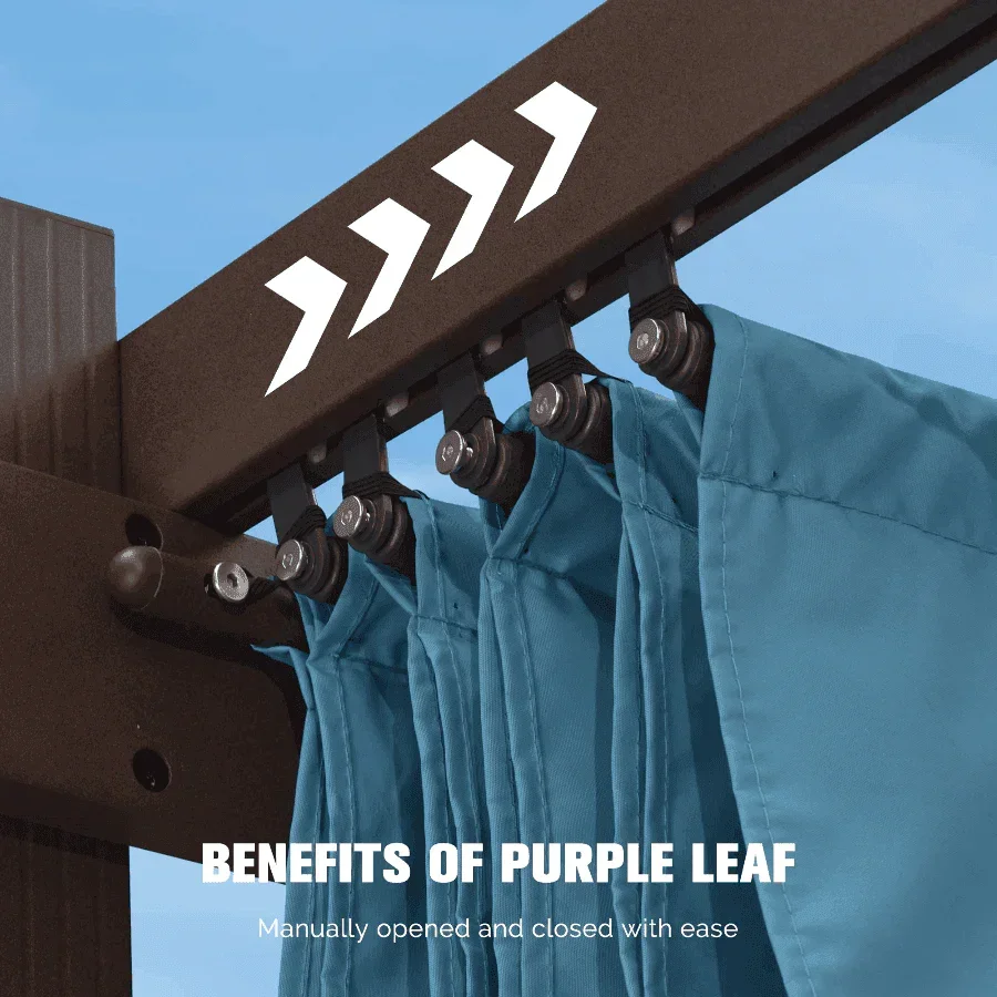 PURPLE LEAF Pergola Outdoor Retractable Metal Pergola with Canopy Patio Pergola with Shade Cover for Garden Pool Yard Beach Deck - Image 55