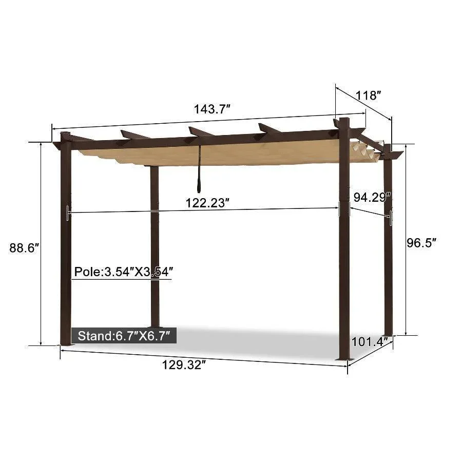 PURPLE LEAF Pergola Outdoor Retractable Metal Pergola with Canopy Patio Pergola with Shade Cover for Garden Pool Yard Beach Deck - Image 59