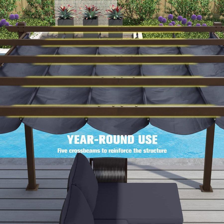 PURPLE LEAF Pergola Outdoor Retractable Metal Pergola with Canopy Patio Pergola with Shade Cover for Garden Pool Yard Beach Deck - Image 70