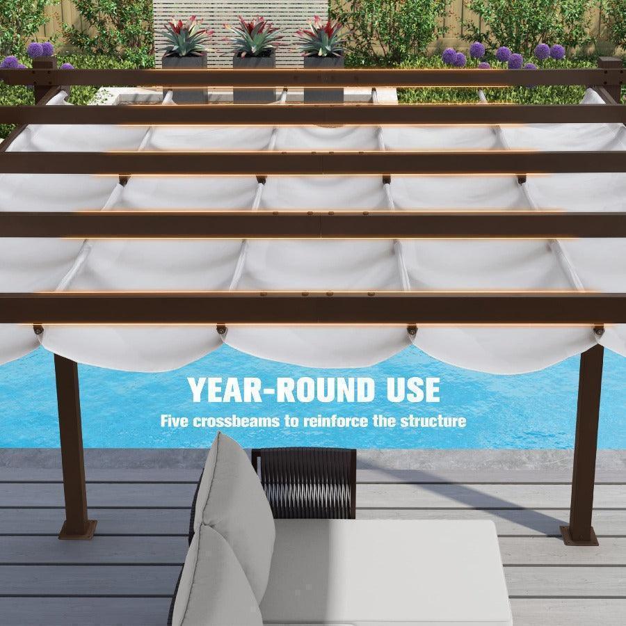 PURPLE LEAF Pergola Outdoor Retractable Metal Pergola with Canopy Patio Pergola with Shade Cover for Garden Pool Yard Beach Deck - Image 75