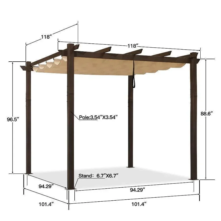 PURPLE LEAF Pergola Outdoor Retractable Metal Pergola with Canopy Patio Pergola with Shade Cover for Garden Pool Yard Beach Deck - Image 7
