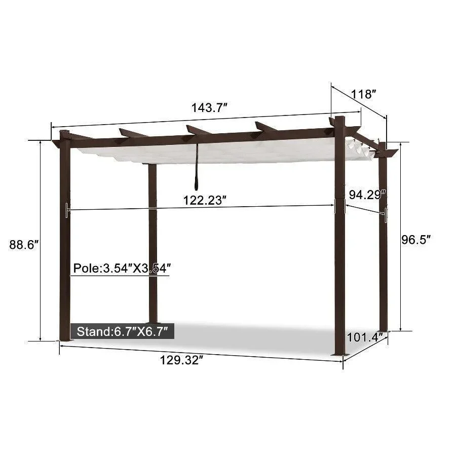 PURPLE LEAF Pergola Outdoor Retractable Metal Pergola with Canopy Patio Pergola with Shade Cover for Garden Pool Yard Beach Deck - Image 79