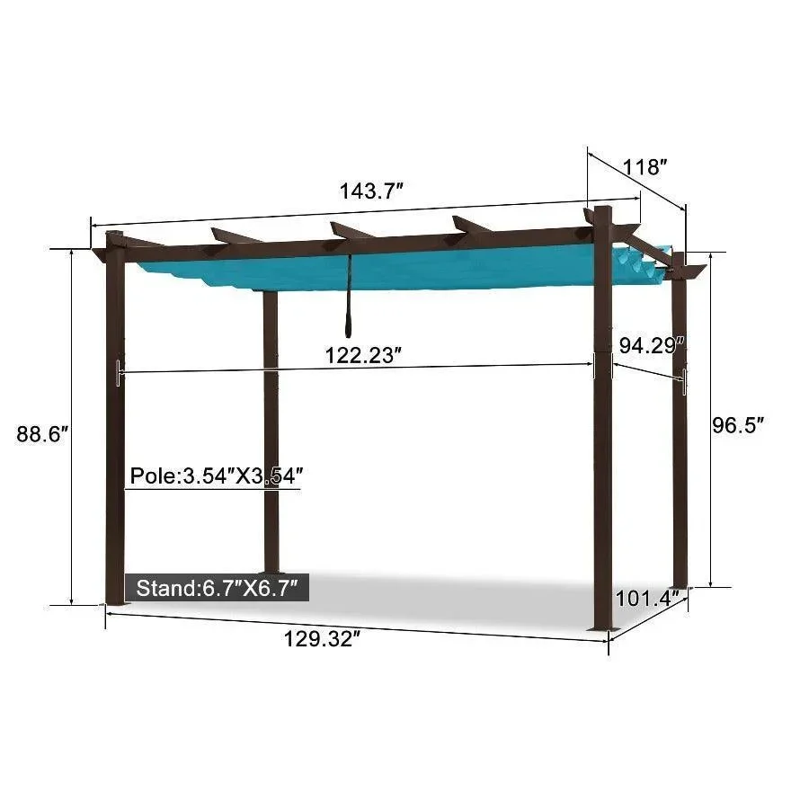 PURPLE LEAF Pergola Outdoor Retractable Metal Pergola with Canopy Patio Pergola with Shade Cover for Garden Pool Yard Beach Deck - Image 87